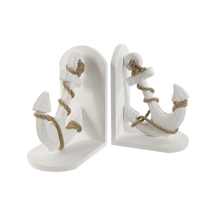 Sujetalibros Mediterraneo DKD Home Decor Blanco Natural 12.5 x 23 x 17 cm Set de 2 (2 Unidades) 1