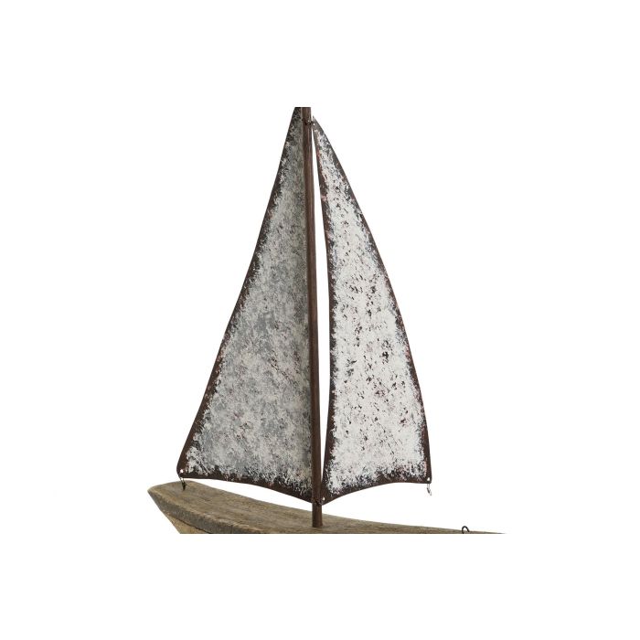 Figura Decorativa Home ESPRIT Blanco Natural Velero Acabado envejecido 35,3 x 8 x 46,5 cm 5