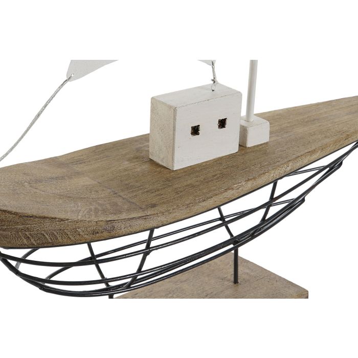 Figura Decorativa Home ESPRIT Blanco Natural Velero Marinero Acabado envejecido 54 x 15 x 61,5 cm 2