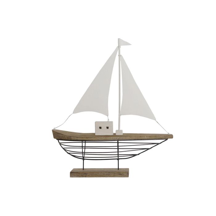 Figura Decorativa Home ESPRIT Blanco Natural Velero Marinero Acabado envejecido 54 x 15 x 61,5 cm 9