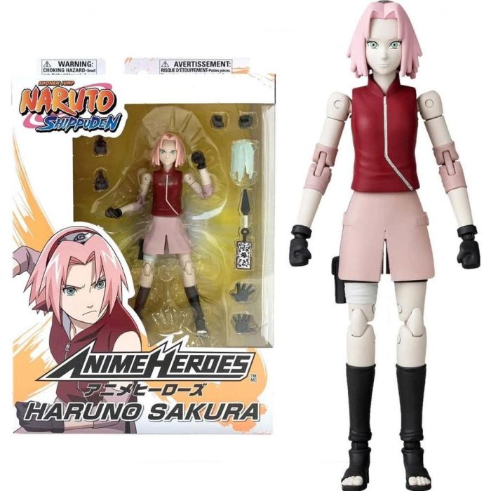 Bandai Figura Anime Heroes Naruto Haruno, 20+ puntos de articulación, detalle increíble, 15.5x25.5x5.5 cm