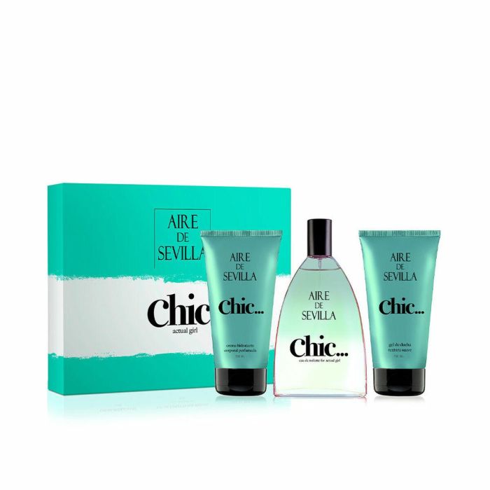 Aire Sevilla Chic Estuche de Regalo para Mujer | Set de Fragancia Eau de Toilette 150ml, Crema Hidratante 150ml y Gel de Ducha 150ml, 3 Piezas