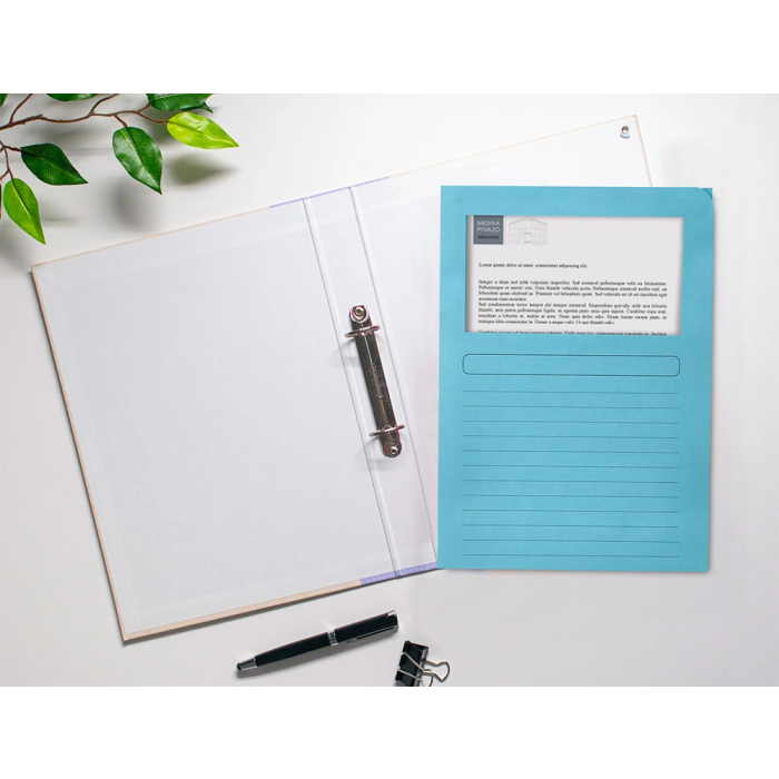 Q-connect Subcarpeta Cartulina A4 Azul con Ventana Transparente, 120 g/m² 10