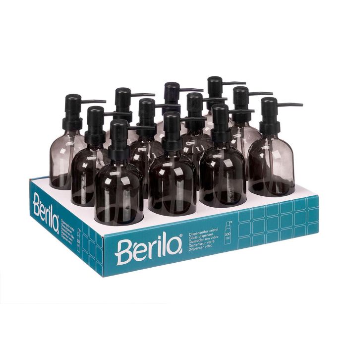 Berilo Dosificador Redondo de Vidrio y Plástico Gris 500 ml (9.5x21.4x7.4 cm) (12 Unidades) 1 Berilo Dosificador Redondo de Vidrio y Plástico Gris 500 ml (9.5x21.4x7.4 cm) (12 Unidades) 1