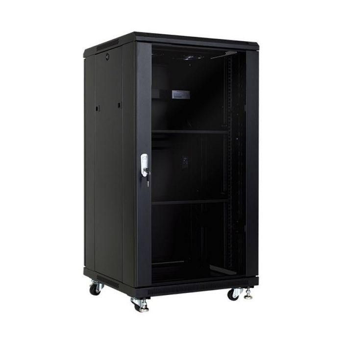 MicroConnect Armario Rack 18U 600x600 mm Negro, Acero, Puerta Cristal Templado y Paneles Desmontables
