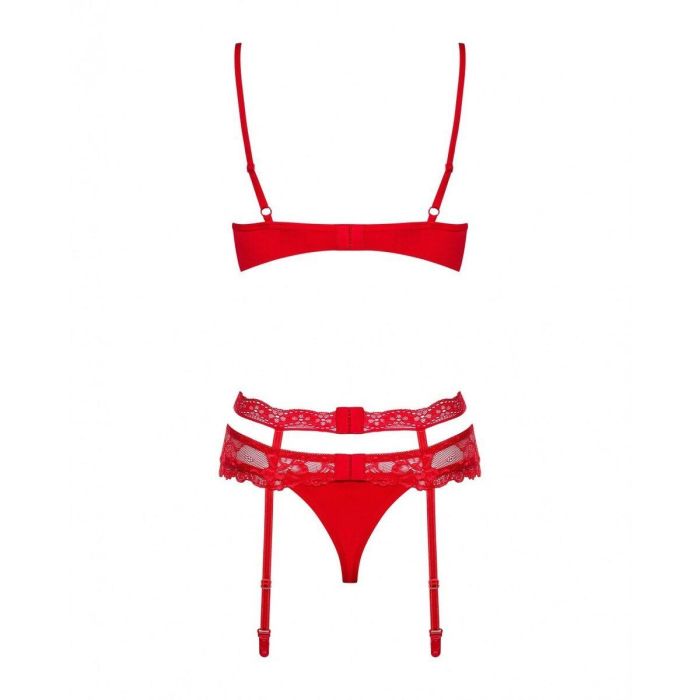Conjunto de Lencería con Encaje Obsessive Heartina Rojo L/XL