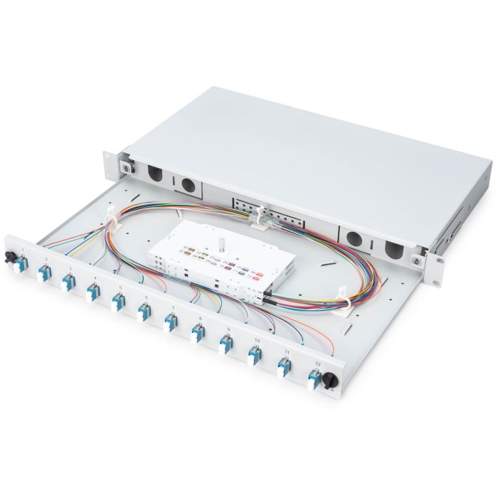 DIGUTUS LWL Spleißbox 1HE bestückt 12x LC DX OS2 grau 2