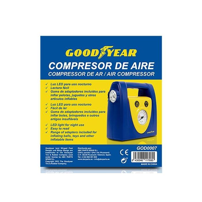 Compresor Aire 50 Psi 3.5 Bar Goodyear 3 A 60 Ah Cs6 GOD0007 3