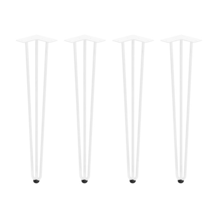 Emuca Lote de 4 patas Hairpin de 3 varillas para mesa, altura 710mm, Acero, Pintado blanco