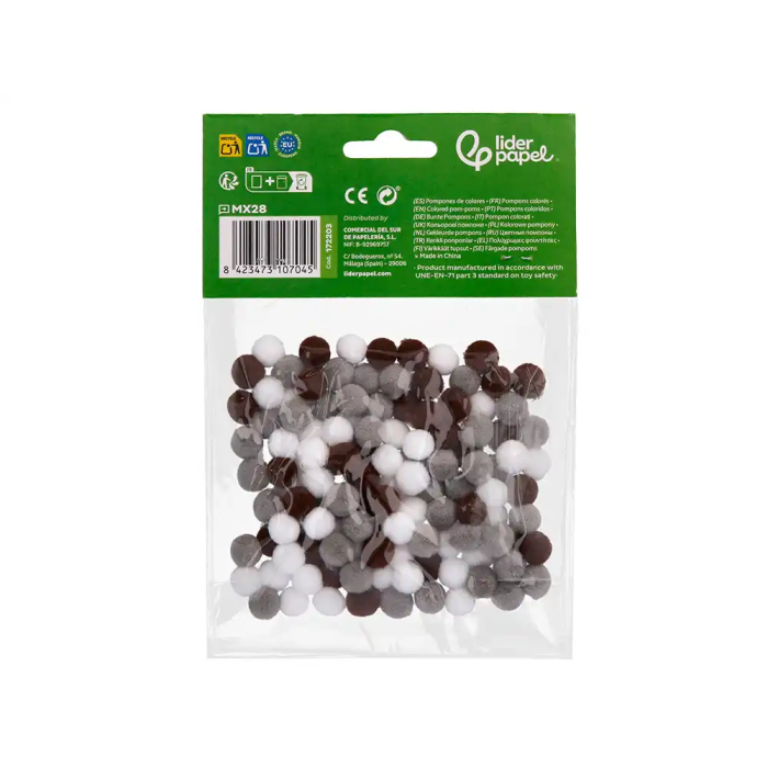 Liderpapel Pompones Manualidades Tonalidades Neutras Bolsa 120 Unidades 1 cm 3