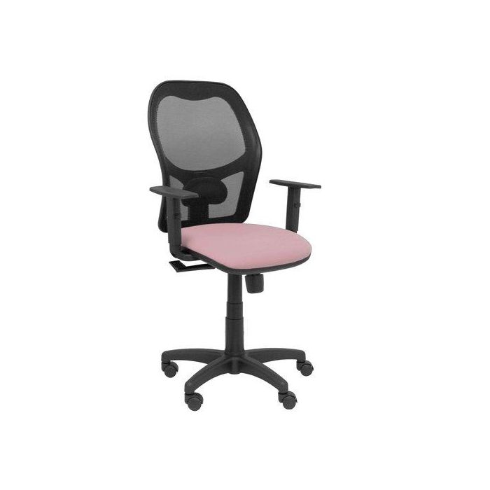 Silla Piqueras Y Crespo Alocen Brazos Regulables Mecanismo Sincro Refuerzo Lumbar Ruedas Nylon Respaldo Malla Negra Transpirable Y Asiento Tapizado Bali Rosa