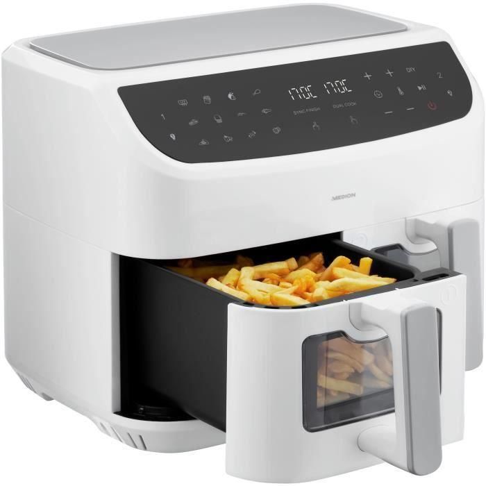 Freidora de Aire Caliente - MEDION - P20 XXL Twin - 2600 W - 2 cestos - 9 programas - Blanca 3 Freidora de Aire Caliente - MEDION - P20 XXL Twin - 2600 W - 2 cestos - 9 programas - Blanca 3