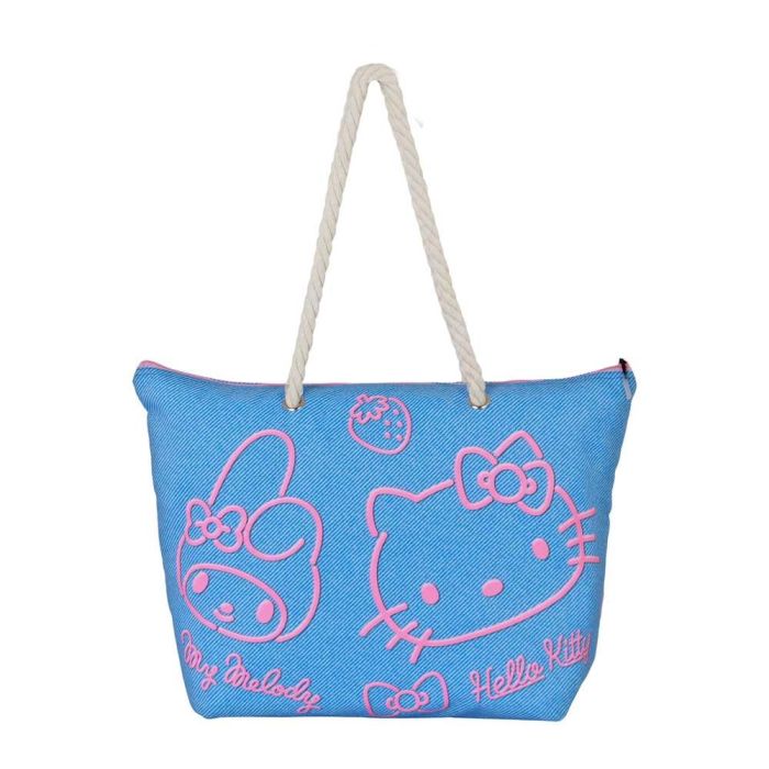 Bolsa de Playa Soleil Denim Sanrio Hello Kitty Azul 1 Bolsa de Playa Soleil Denim Sanrio Hello Kitty Azul 1