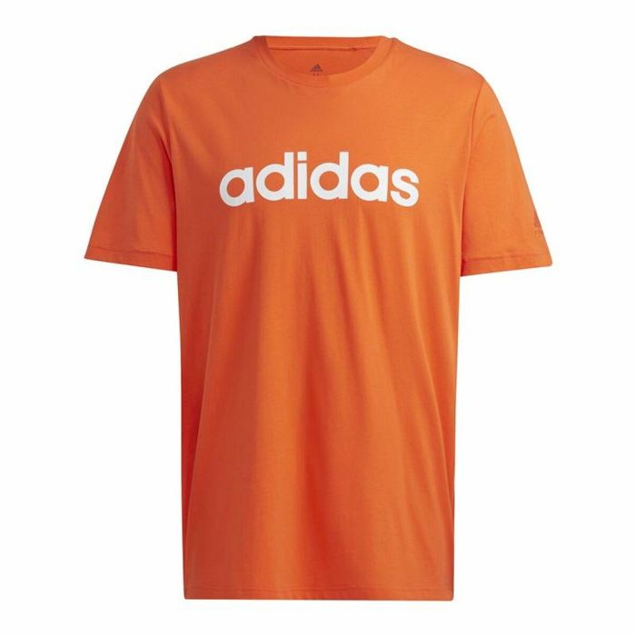 Camiseta de Manga Corta Hombre Adidas Essentials Embroidered Linear Naranja M 5