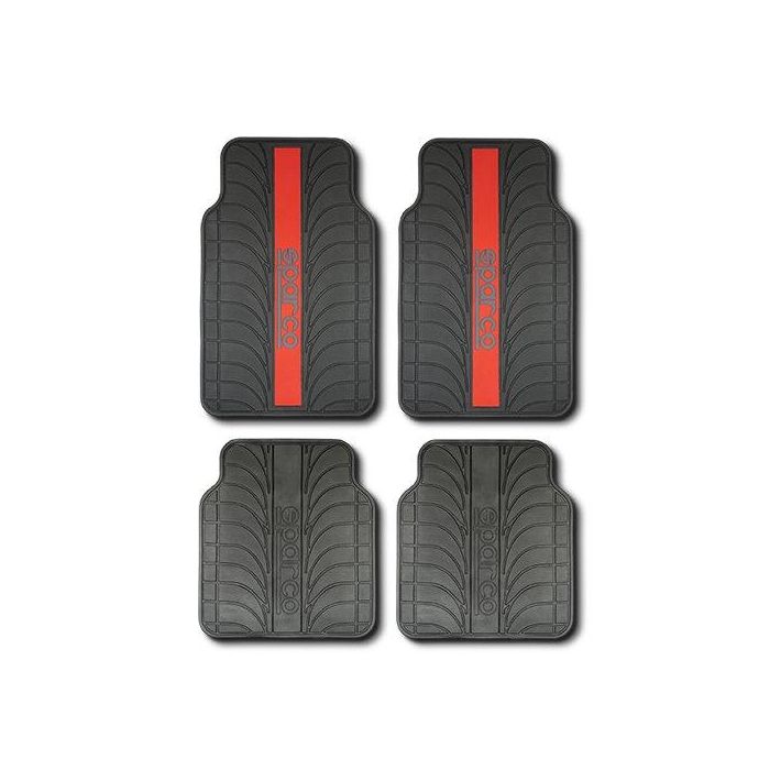 SPARCO SPC1913RS Alfombra de Coche PVC-Latex 4 Piezas con Franja Roja, Diseño Deportivo y Ajuste Universal. Fácil Limpieza. SPARCO SPC1913RS Alfombra de Coche PVC-Latex 4 Piezas con Franja Roja, Diseño Deportivo y Ajuste Universal. Fácil Limpieza.