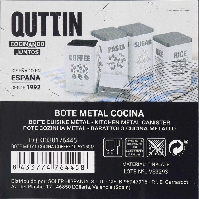 Bote de metal para café Quttin, 10.5x15 cm (12 Unidades) 6 Bote de metal para café Quttin, 10.5x15 cm (12 Unidades) 6