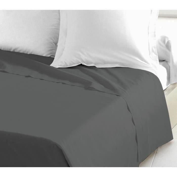 LOVELY HOME Sábana plana 100% algodón 180x290 cm gris oscuro LOVELY HOME Sábana plana 100% algodón 180x290 cm gris oscuro