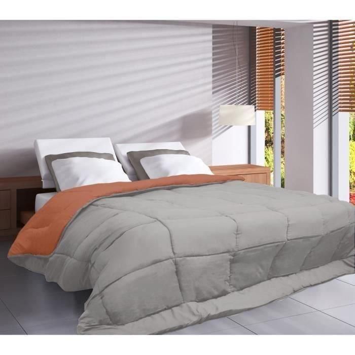 POYET MOTTE Edredón Microfibra 400g / m² CALGARY - 140 x 200 cm - Gris guijarro y gimgembre marrón 1 POYET MOTTE Edredón Microfibra 400g / m² CALGARY - 140 x 200 cm - Gris guijarro y gimgembre marrón 1