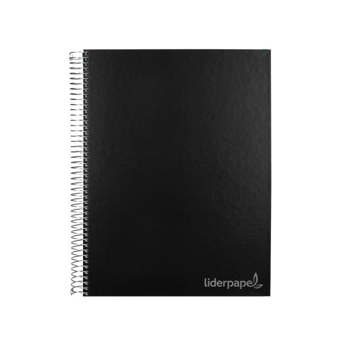 Cuaderno Espiral Liderpapel A4 Micro Jolly Tapa Forrada 140H 75 gr Cuadro 5 mm 5 Bandas 4 Taladros Color Negro 1