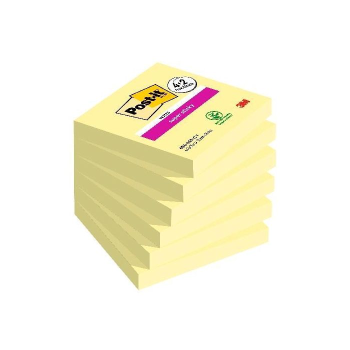 Post-It Bloc Notas Adhesivas Super Sticky 90H 76x76 Canary Yellow Paquete 6 Ud Post-It Bloc Notas Adhesivas Super Sticky 90H 76x76 Canary Yellow Paquete 6 Ud