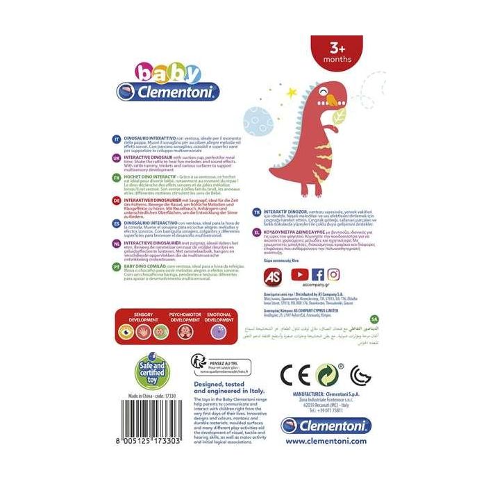 Sonajero musical dinosaurio con ventosa para sujetar en cualquier base 7x15x22 cm 11