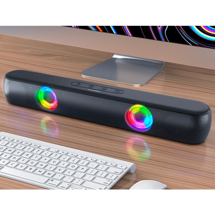 Barra De Sonido Q-Connect Bluetooth Con Iluminacion Led Y Control De Volumen Color Negro 3