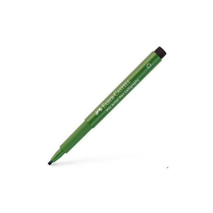 Faber Castell Rotulador Permanente Pitt Artist Pen Calligraphy 2.5 mm Verde Óxido Cromo - Tinta Pigmentada, Resistente al Agua y Luz (10 Unidades) (10 Unidades)