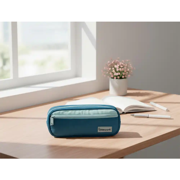 Liderpapel Estuche Portatodo Duo 2 Cremalleras Azul Oscuro 220x90x50 mm 6