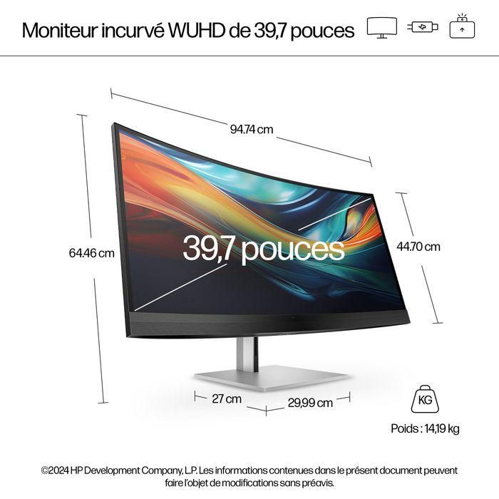 HP Series 7 Pro 740pm Monitor de Conferencias 39.7" 5K2K Curvado Ultrawide con Webcam 4K, Micrófonos y Altavoces 9
