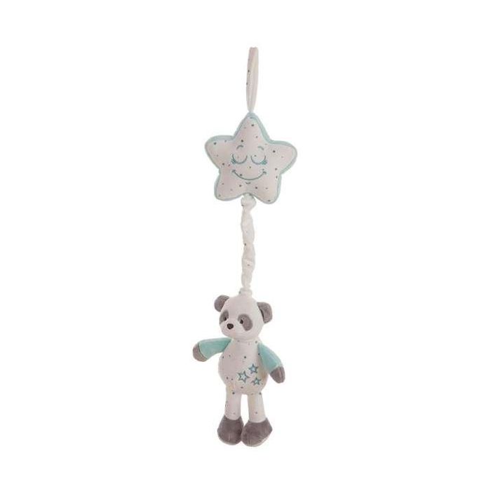 Creaciones Llopis Caja Musical Estrella Baby Panda Agua Marina 35 cm - Peluche Musical para Bebés y Niños, Suave Poliéster
