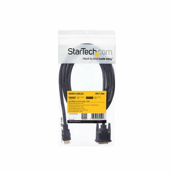 Adaptador HDMI a DVI Startech HDMIDVIMM6 Negro 1 Adaptador HDMI a DVI Startech HDMIDVIMM6 Negro 1