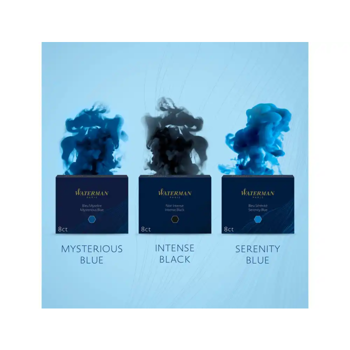 Waterman Cartuchos de Tinta para Pluma Estilográfica Estándar Azul/Negro Caja de 8 Unidades 2