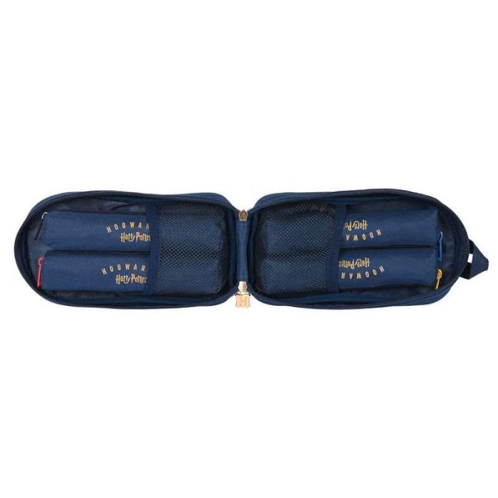 Safta Plumier Mochila Vacío Harry Potter "Magical" 12x23x5cm Azul Marino y Marrón Poliéster y Polipiel 3