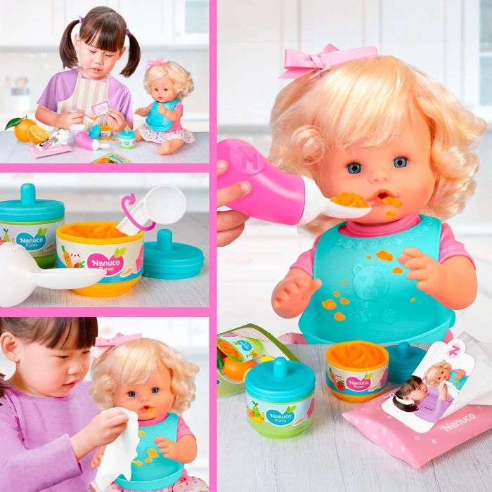 Famosa Nenuco Mi Primera Papilla Muñeco 35 cm. El Muñeco Nenuco que Come su Primera Papilla, Incluye Muchos Accesorios. Edad 3-6 Años. 3