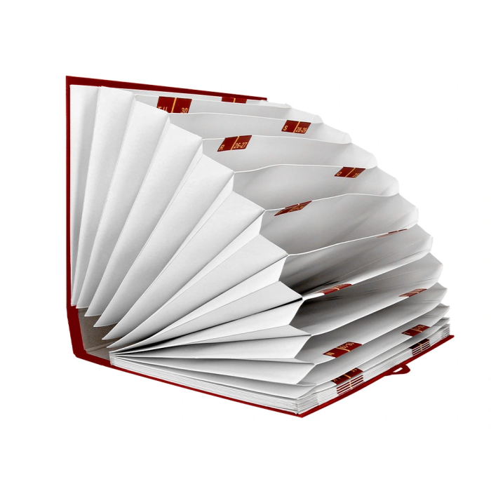 Liderpapel Carpeta Fuelle Folio Cartón Forrado Burdeos 20 Departamentos 220x350x300 mm 9