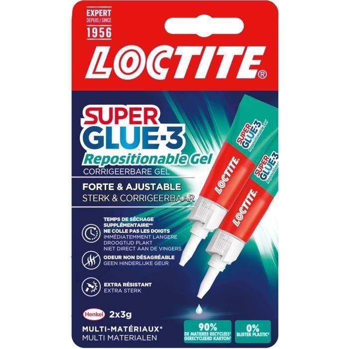 Pegamentos Cianoacrilato - LOCTITE - SUPERGLUE-3 - Reposicionables - Gel 3g - Set 2 Blister - Caja 12uc