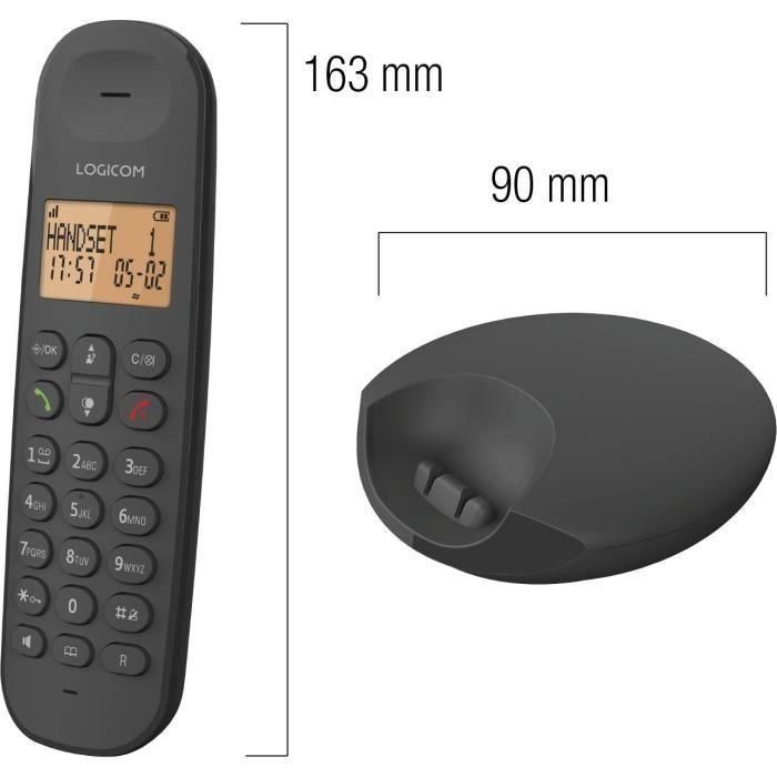 Teléfono fijo inalámbrico - LOGICOM - DECT ILOA 350 TRIO - Negro - Sin contestador automático 1