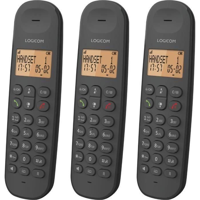 Teléfono fijo inalámbrico - LOGICOM - DECT ILOA 350 TRIO - Negro - Sin contestador automático 2