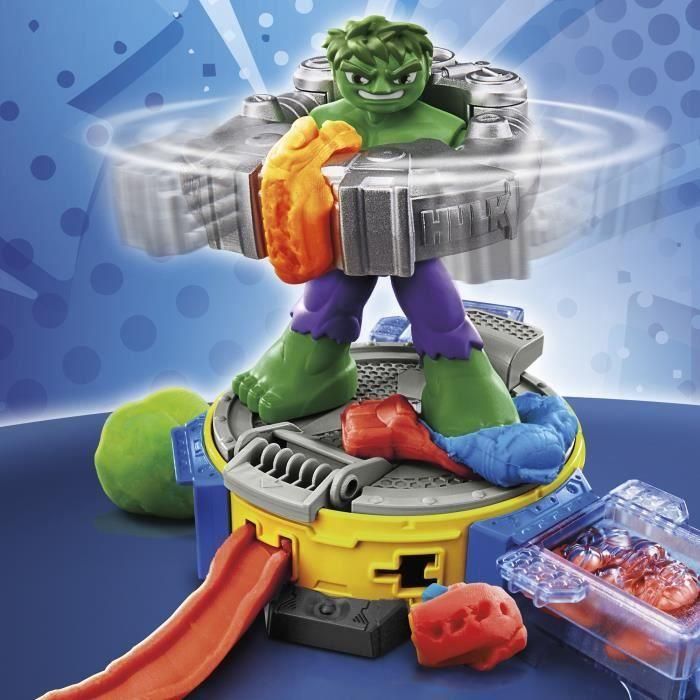 Play-Doh F9826 Marvel Hulk Aplasta y Moldea Set de Juego con figura flexible 12,7 cm, plastilina y accesorios - Edad +4 años 3