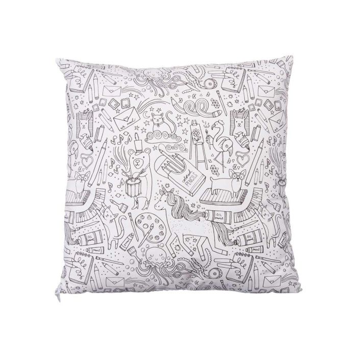 Cojín para Colorear Pincello 43x13x43 cm - Tela, Blanco/Negro (6 Unidades) 1 Cojín para Colorear Pincello 43x13x43 cm - Tela, Blanco/Negro (6 Unidades) 1