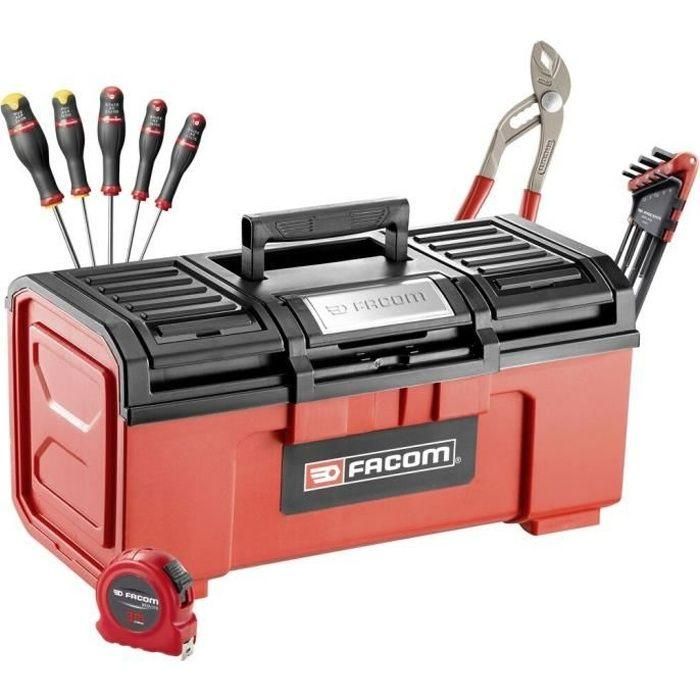Facom Caja de Herramientas 19'' BAO con 19 Herramientas, cierres metálicos, destornilladores Protwist, llaves y alicates.