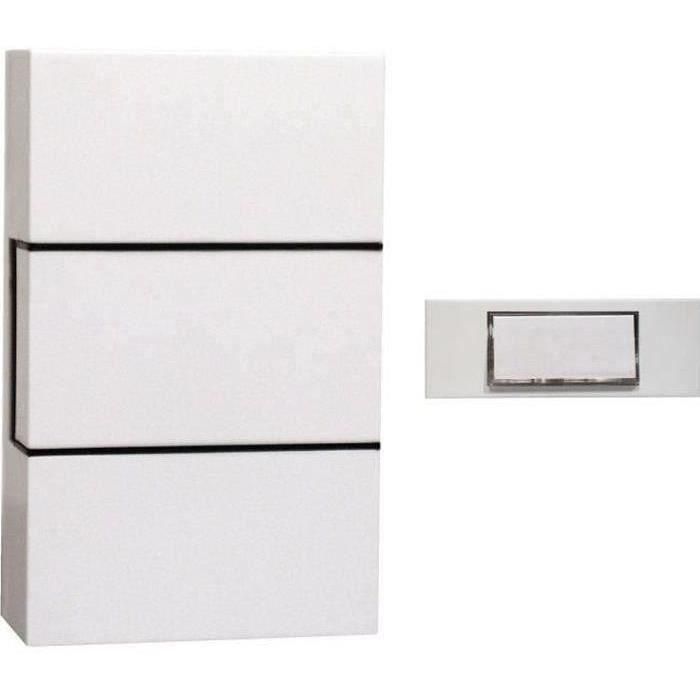 Chacon Timbre con cable con pulsador retroiluminado y transformador integrado, melodía carillón