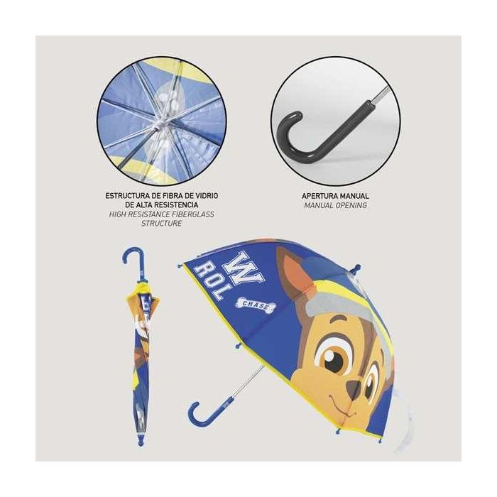 Cerdá Paraguas de Apertura Manual para Niños, Fabricado en EVA con Diseño de Paw Patrol, 45 cm de Diámetro, Color Azul. Ideal para 3-12 Años 3