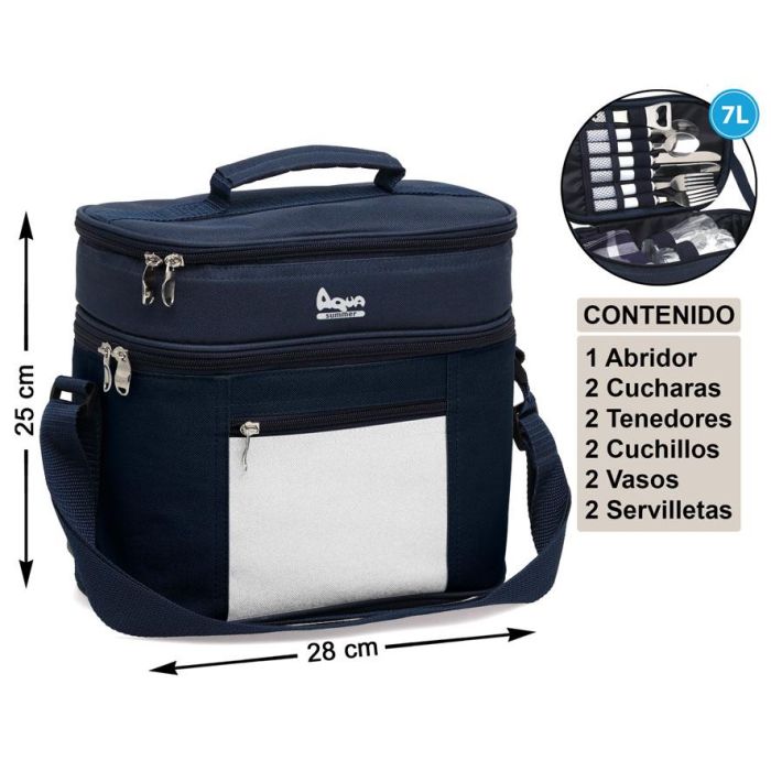 Mochila Nevera Kit Grande Picnic Azul Marino