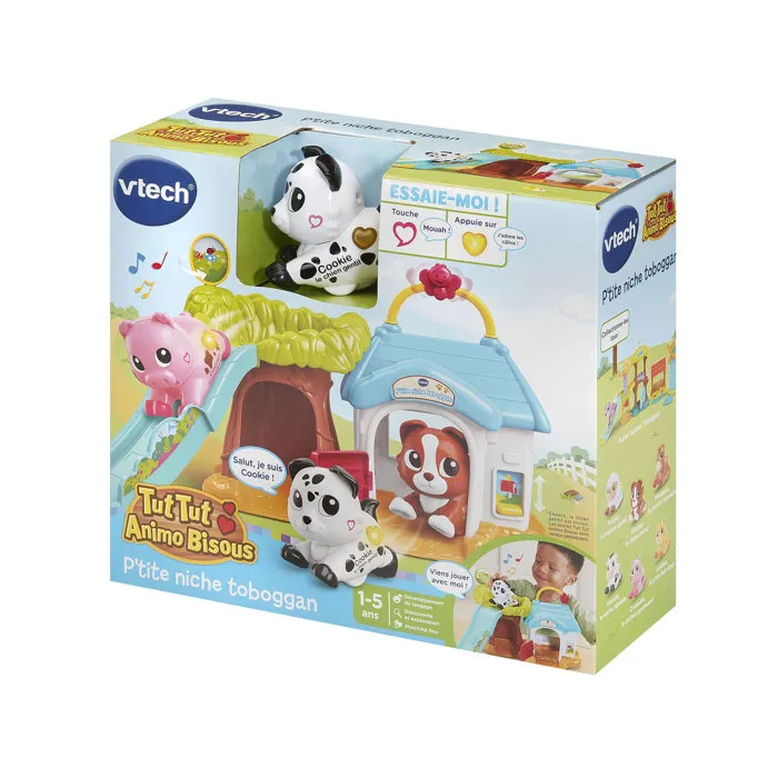 VTech TUT TUT ANIMO KISSES - Casa de Perro con Tobogán y Perrito Amigo de Galletas, Multicolor, Idioma Francés, Referencia VTE3417765916052
