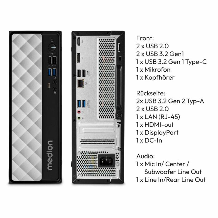 PC de Sobremesa Medion 10025295 Intel Core i7-12650H 16 GB RAM 1 TB 1 TB SSD 13 PC de Sobremesa Medion 10025295 Intel Core i7-12650H 16 GB RAM 1 TB 1 TB SSD 13