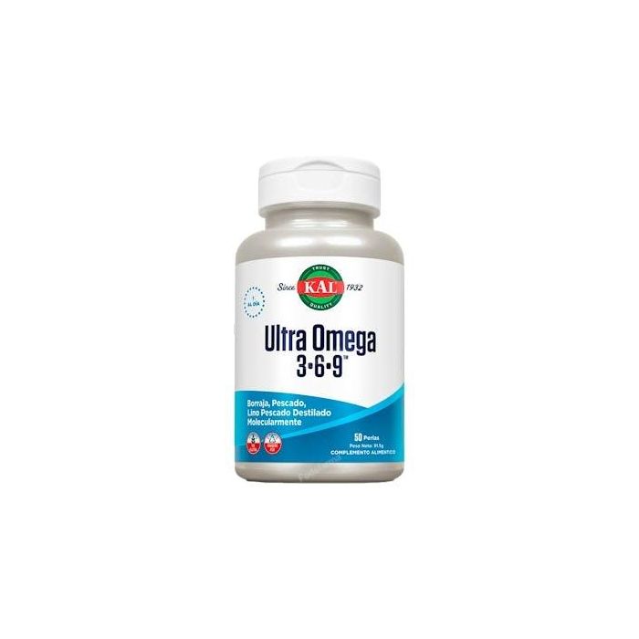 KAL Ultra Omega 3 6 9 Ácidos Grasos Esenciales 50 Perlas – Aporte Balanceado EPA DHA ALA GLA