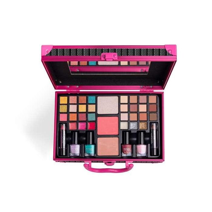 Maletín magic studio colorful perfect traveller.contiene 24 sombras de ojos, 6 brillos de labios, 4 esmaltes de uñas, 3 rubores y bronceadores y 2 labiales. 0 Maletín magic studio colorful perfect traveller.contiene 24 sombras de ojos, 6 brillos de labios, 4 esmaltes de uñas, 3 rubores y bronceadores y 2 labiales. 0