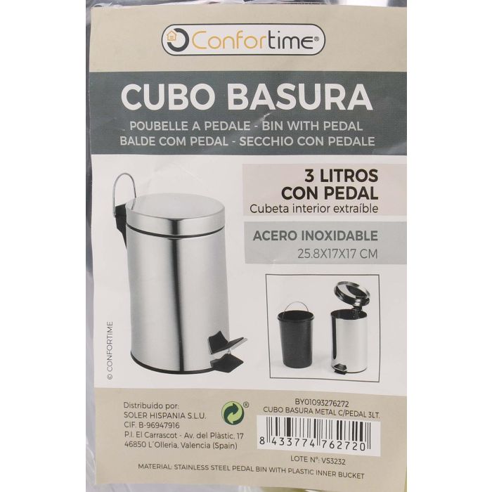 Cubo de basura con pedal de metal, 3 litros - Confortime (6 Unidades) 9 Cubo de basura con pedal de metal, 3 litros - Confortime (6 Unidades) 9