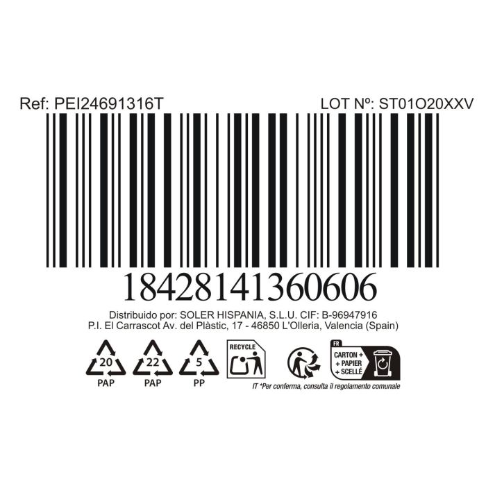 Inde Tarro de Cocina con Tapa de Bambú "Peixe" Ø 13 x 16 cm, Dimensiones 14.2 x 17.2 x 14 cm (24 Unidades)